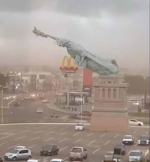 BREAKING NEWS: Large Fiberglass Statue Destroyed at Retail Location, No Injuries Reported